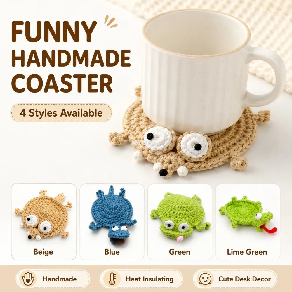 Handmade Crochet Cup Coaster | Adorable Animal Drink Mat